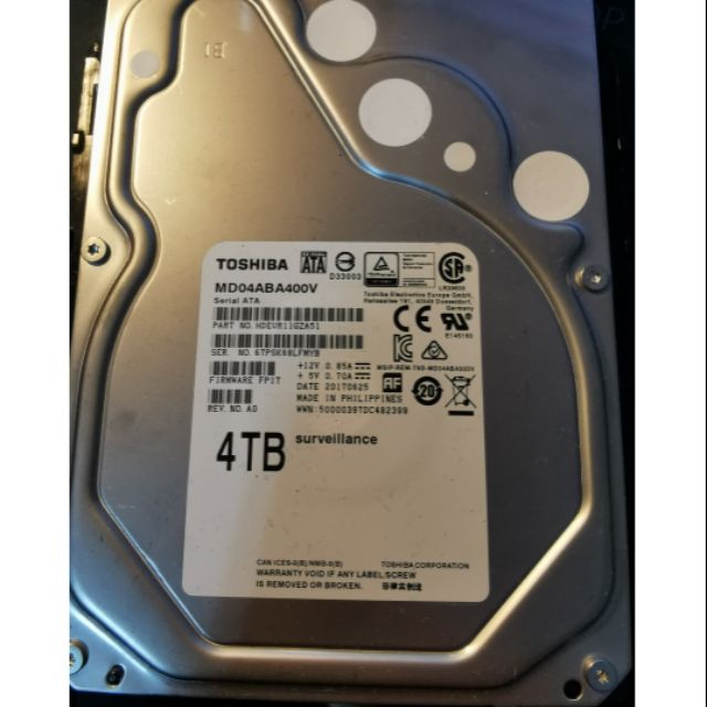 Toshiba 4tb 硬碟 md04aba400v監控碟/nas碟