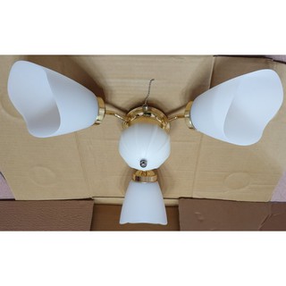 （吊扇專用燈具）臺灣製造的吊扇燈具青銅色/通用型吊扇燈具3+1燈 波浪塑膠燈罩