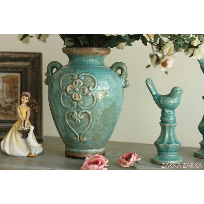 [HOME] 花瓶 2款 大號 北歐簡約風陶瓷花瓶花器 美式鄉村風 做舊藍色白色 居家民宿 書房客廳桌面餐桌佈置