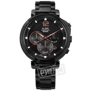 ALBA / 日系時尚 防水 不鏽鋼手錶 鍍黑 / VD53-X302SD / 44mm