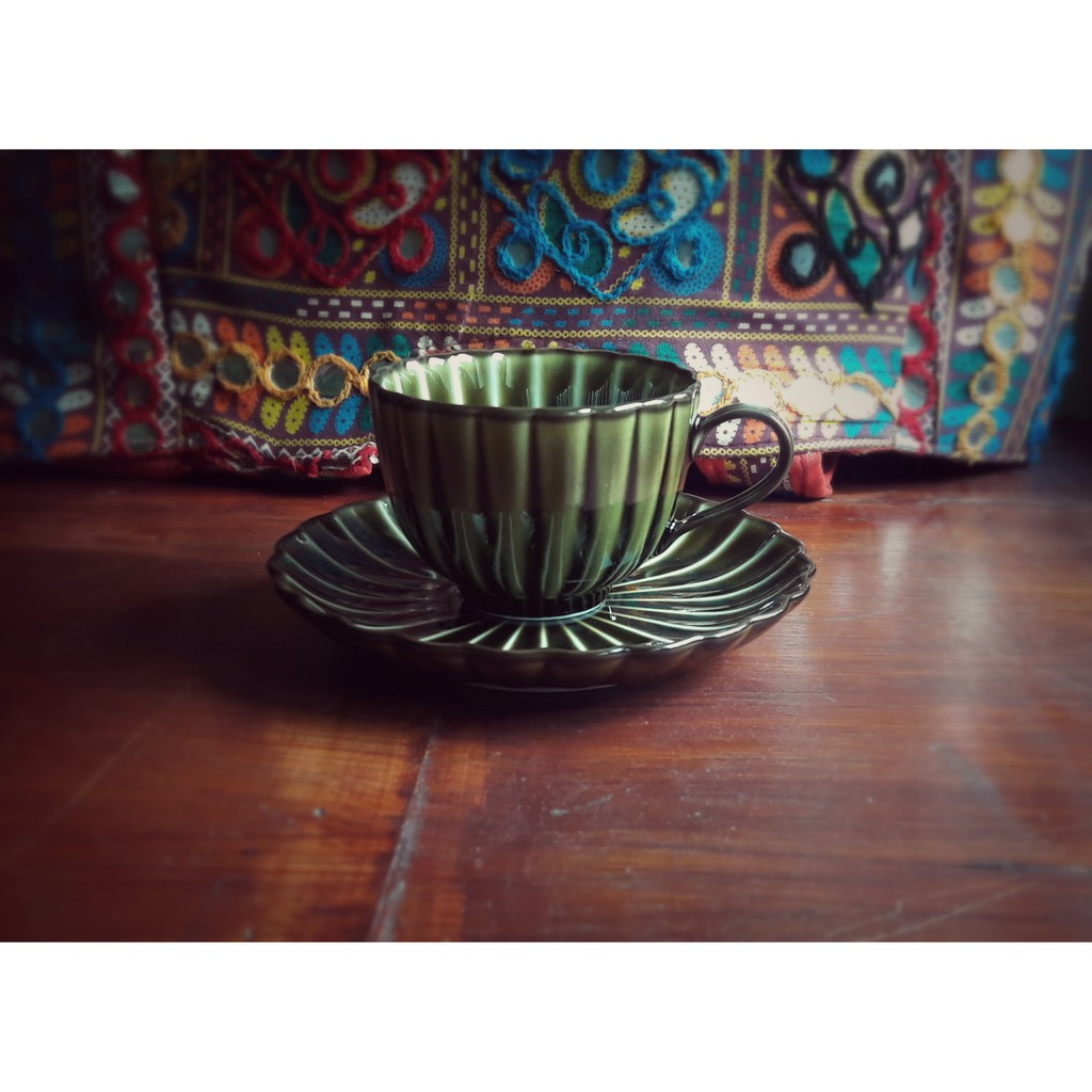 【多塔咖啡】日本原裝進口 美濃燒 小兵製陶所 咖啡杯盤組 經典藍/利休綠/漆器棕/墨黑色 陶磁咖啡杯 菊皿