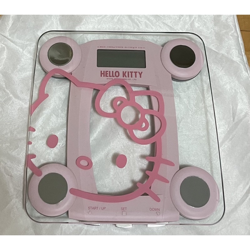 二手Hello Kitty 玻璃電子體重計多功能健康秤 三麗鷗授權正版