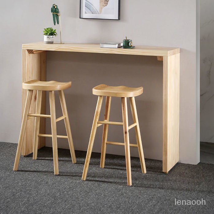 【免運費】全實木吧台桌家用靠牆高腳桌現代簡約小戶型客廳隔斷桌椅吧檯組合
