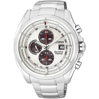 CITIZEN 星辰 CA0551-50A 競速鈦金屬光動能計時腕錶 /白麵 45mm