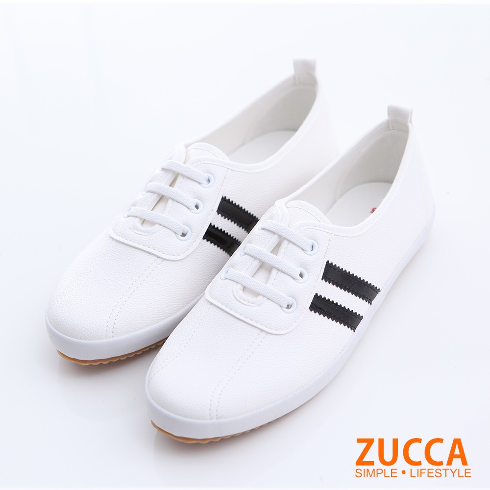 【ZUCCA】日系帆布橫紋休閒鞋-z6304bk-黑
