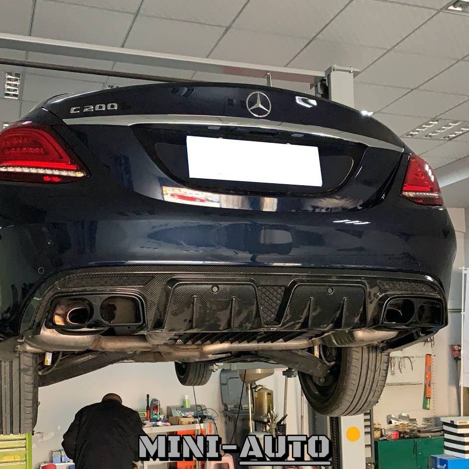 MINI-AUTO☑️ C63 B款 碳纖維後下巴 四出尾飾管套件 一比一無燈樣式 直上 BENZ W205 副廠 賓士