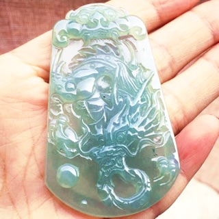 天然A貨緬甸高冰起光龍牌龍行天下飛龍在天鴻圖大展事業有成遇貴人飄花玉墜吊墜項鏈冰透發光種水佳水頭好墜子掛件生肖龍