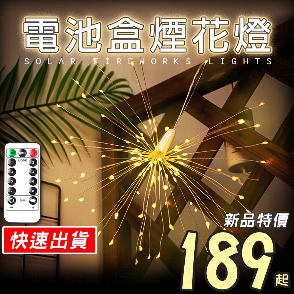 【實體店 現貨】遙控煙花燈 暖白 閃爍 LED燈串 遙控防水電池 蒲公英燈 戶外燈 庭院燈 花園裝飾燈 露營燈 太陽能燈