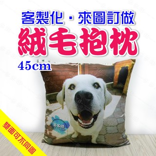 客製化 45公分正方形 短絨毛抱枕附加厚枕芯 45cm方形抱枕 動漫同人 生日 畢業 網紅 寵物照 小孩周歲紀念來圖訂做