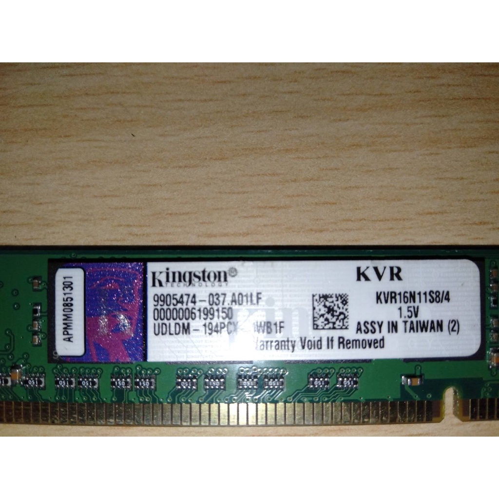 二手 金士頓 Kingston DDR3-4GB KVR16N11$8/4 桌機終保單面記憶體(窄版)