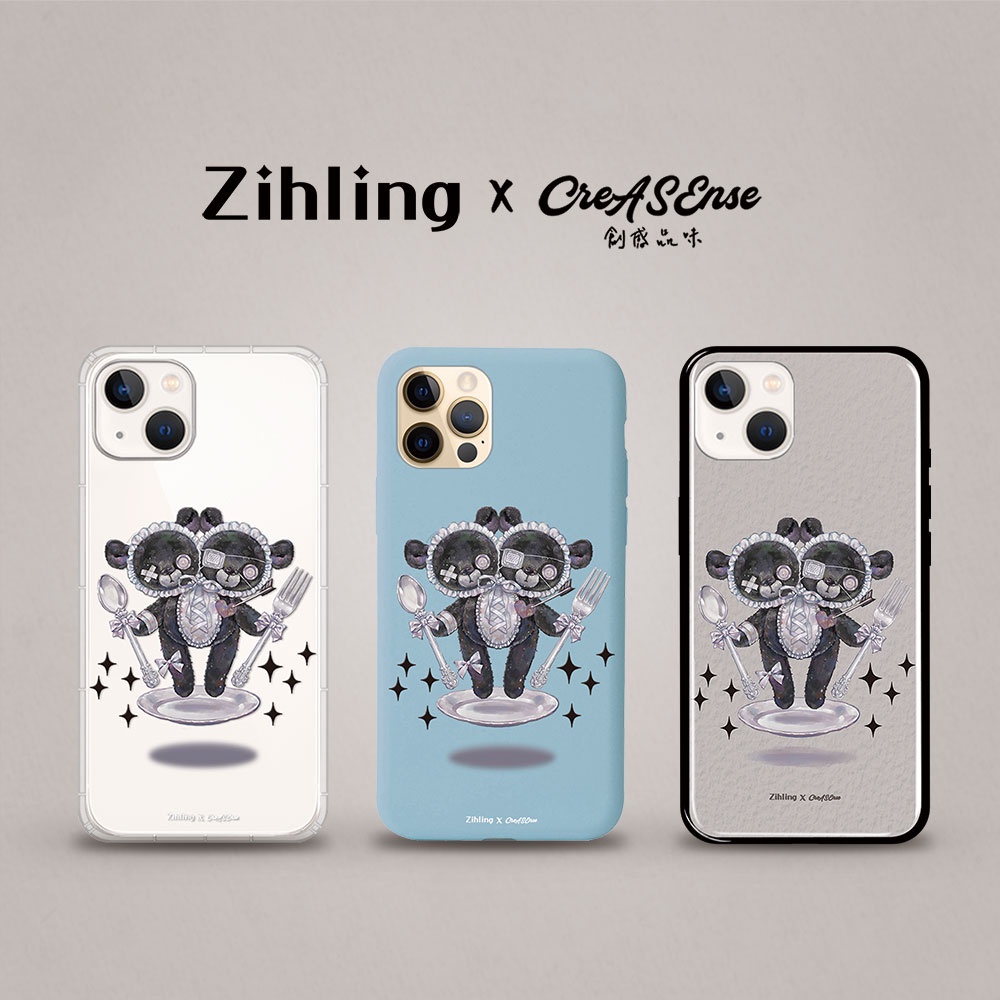 CreASEnse 聯名 Zihling 小熊依存症 手機殼 空壓殼 玻璃殼 液態矽膠 支援多型 ZLAB04