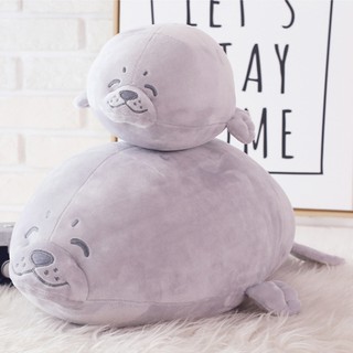 圓圓海豹玩偶 海洋毛絨玩具/海豹公仔/布娃娃玩偶/毛絨抱枕/動物布偶/兒童節/情人節/禮物/擺飾/海狗 現貨Q146
