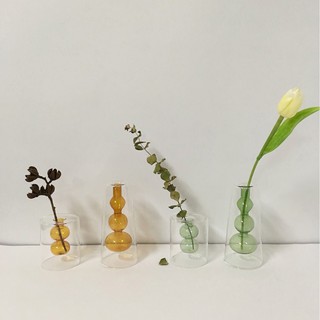 ｜玻璃雙層造型花器 4款｜ Lllikoko VA-01 復古 設計 花瓶 居家 擺飾