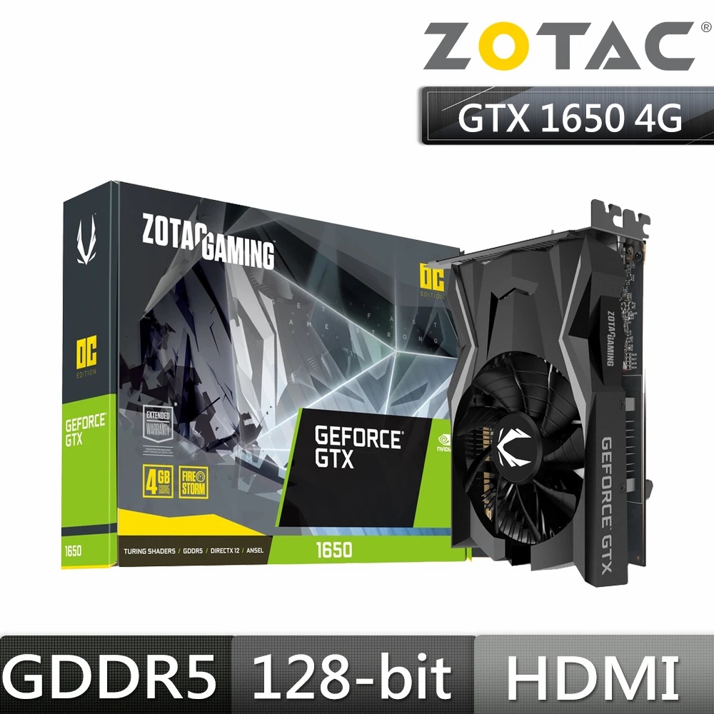 【ZOTAC 索泰】GAMING GeForce GTX 1650 OC 4GB 顯示卡