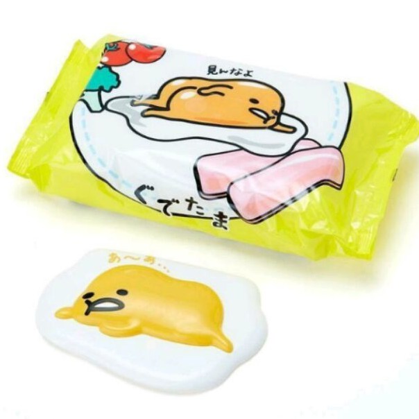 日本製 蛋黃哥抽取式濕紙巾+可重複使用的抽取盒蓋 組合