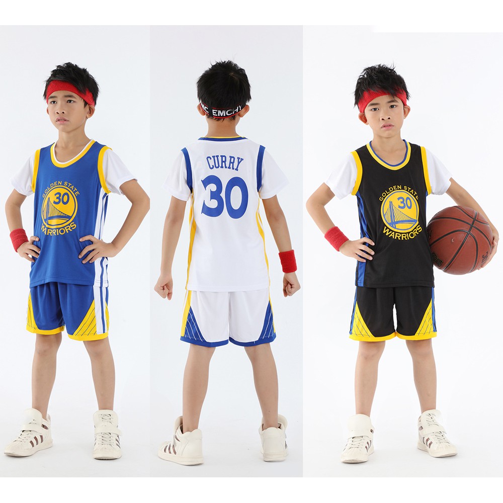 兒童短袖籃球服 金州勇士隊假兩件小孩籃球衣 Golden State Warriors Curry Jersey Kid