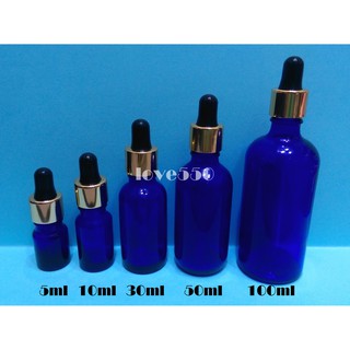 5ml/10ml/15ml/20ml/30ml/50ml/100ml黑矽膠金蓋藍色玻璃滴管瓶/精油瓶/分裝瓶/調油瓶