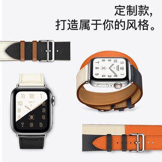 applewatch6表帶iwatchse手錶單圈真皮蘋果iwatch6表帶真皮5/4代44mm40mm米蘭尼斯表帶