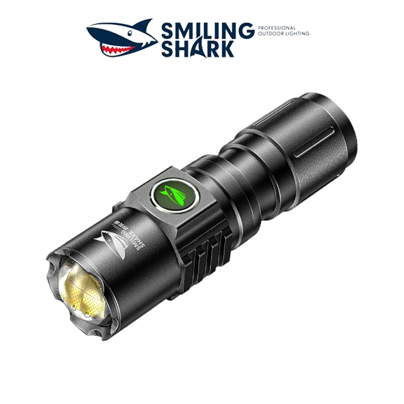 微笑鯊正品 SD0522 迷你手電筒Led M77爆亮小手電口袋便攜式16340 USB可充電可變焦家用應急戶外隨身燈