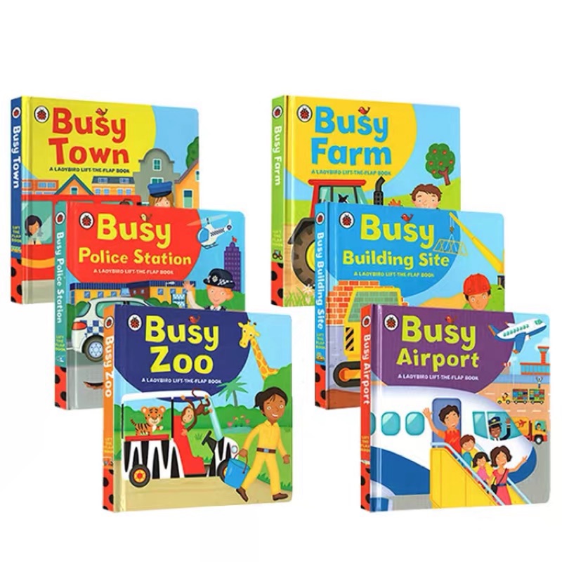 紙板機關操作活動書ladybird Busy Zoo Town Airport Farm 紙板翻翻書6冊啓蒙學習英語 蝦皮購物