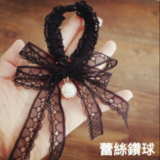 #現貨#韓系氣質蕾絲水鑽球可愛西瓜珍珠髮圈