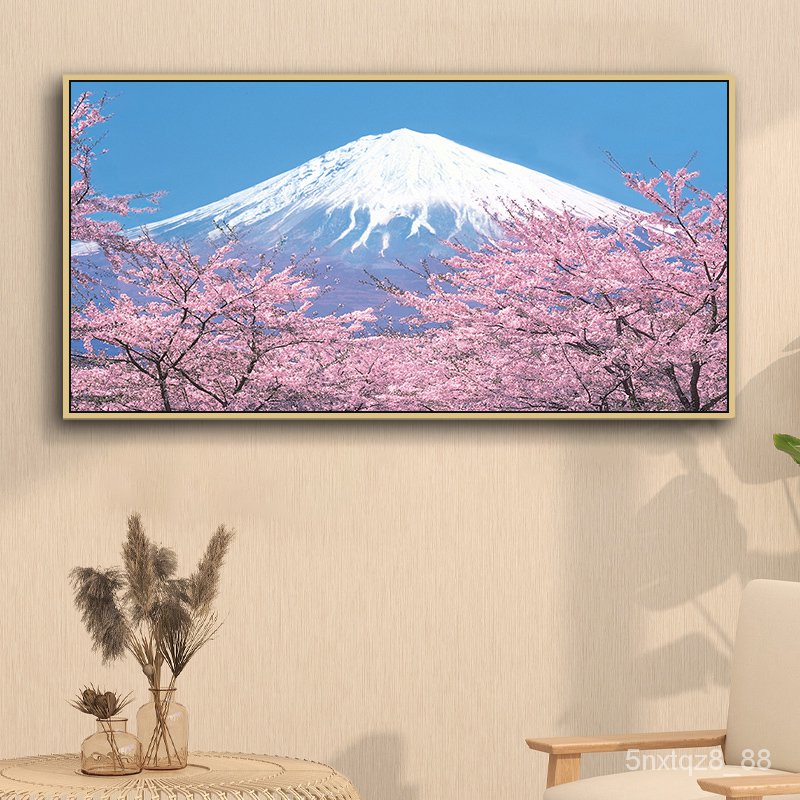 [優品藝術｜藝術掛畫]日式畫富士山裝飾畫浮世繪餐廳掛畫日本櫻花風景臥室床頭壁畫
