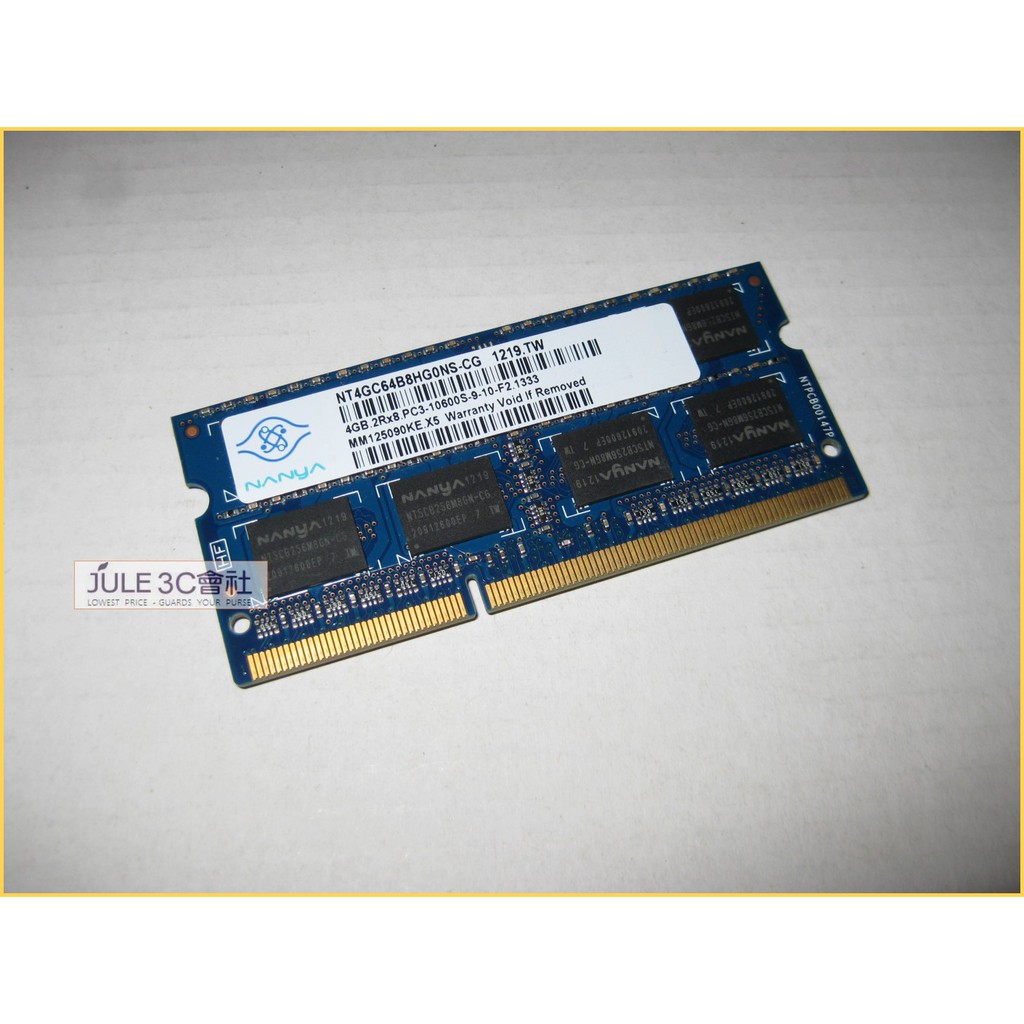 JULE 3C會社-南亞Elixir DDR3 1333 PC3-10600 4GB 4G 良品/雙面/NB筆電 記憶體