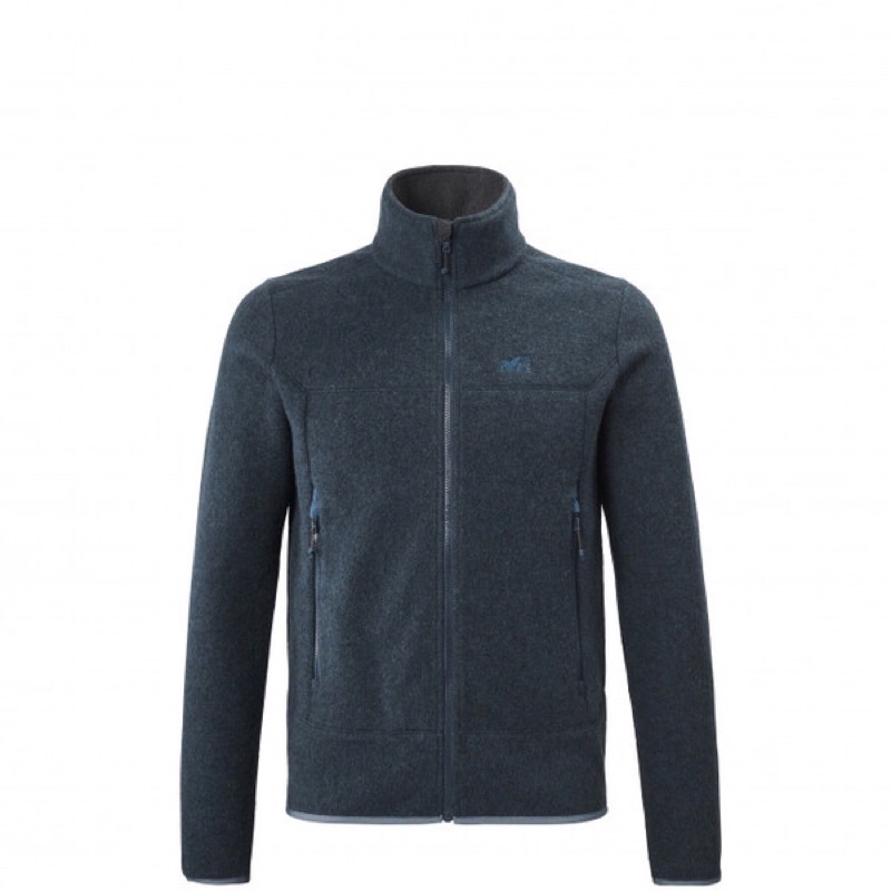 Millet 法國linzor Wool 混羊毛美麗諾羊毛外套靛藍登山立領 蝦皮購物