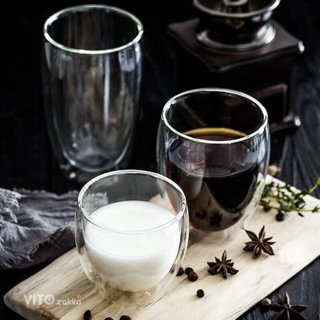 雙層隔熱玻璃杯☆ VITO zakka ☆ 雙層玻璃杯 咖啡杯 花茶杯 耐冷耐熱杯