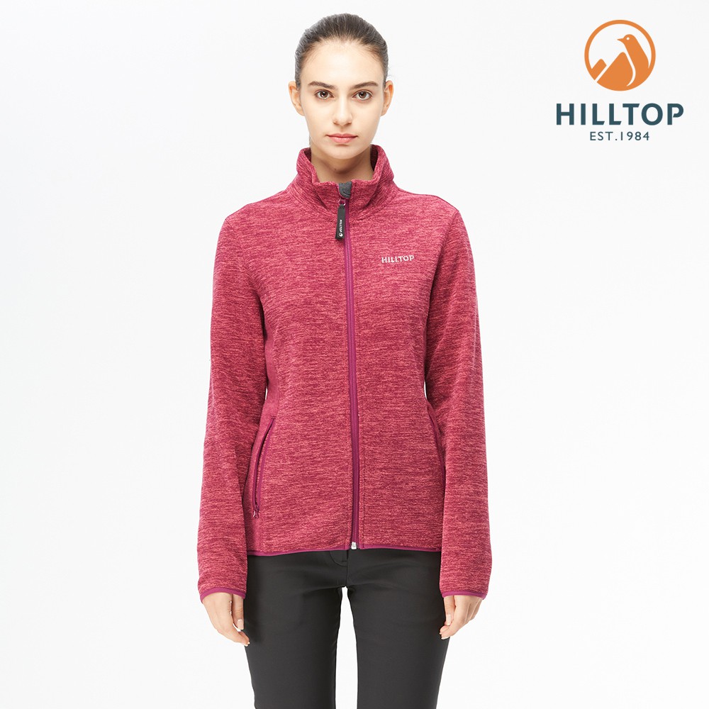 【Hilltop山頂鳥】女款 POLYGIENE抗菌保暖刷毛外套H22FW5-紅麻花