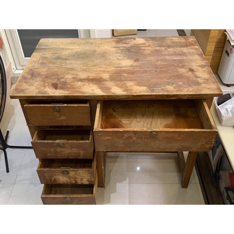 懷舊風檜木書桌 檜木桌 檜木收納 檜木家具 檜木抽屜 檜木辦公桌 抽屜辦公桌