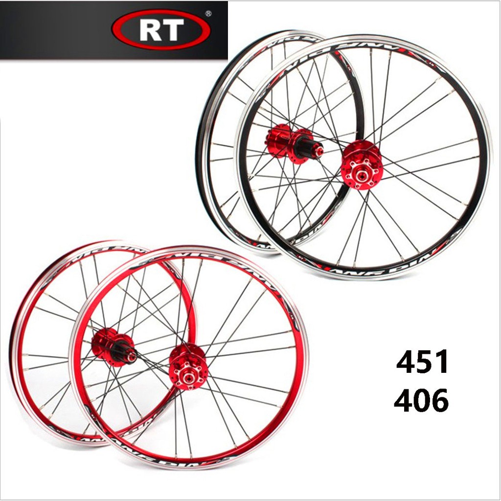 RT 折疊自行車輪組 45/406 7-12 速 自行車花鼓輻條組 兼容變速器 5 佩林軸承 零件配件 120 輪圈