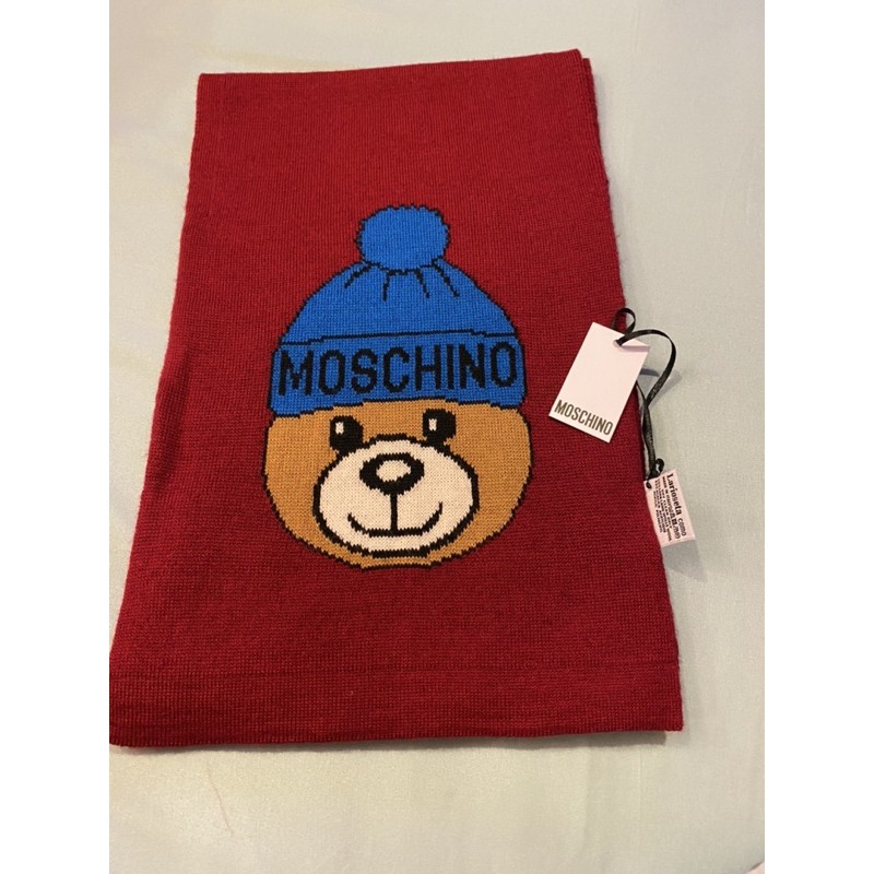 【MOSCHINO】經典大頭泰迪熊針織圍巾