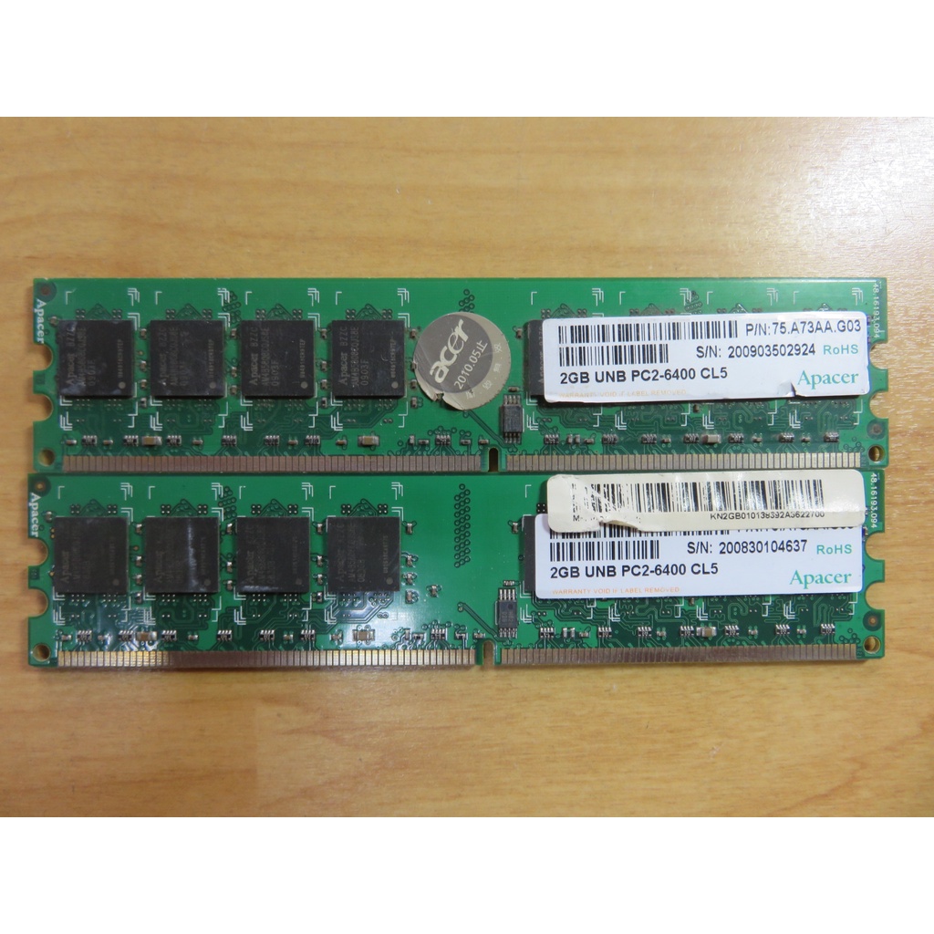 D.桌上型電腦記憶體-宇瞻Apacer DDR2 800 2G共4GB 不分售 PC6400 終身保固 直購價80