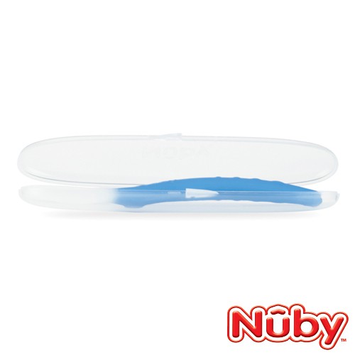 Nuby - 全矽膠湯匙(附盒)-藍色/粉色4M+