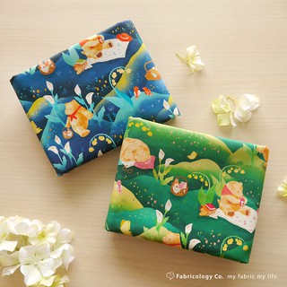 【布學無數Fabricology】布料/手作/數位印花/防潑水/2021春季布料/ʕ•ᴥ•ʔ動物好朋友/棕熊野餐去