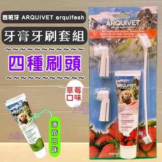 附發票~Arqui Fresh➤香甜草莓牙膏100g+牙刷組➤牙膏 犬 狗 護齒 清潔 ARQUIVET🌷妤珈寵物店🌷