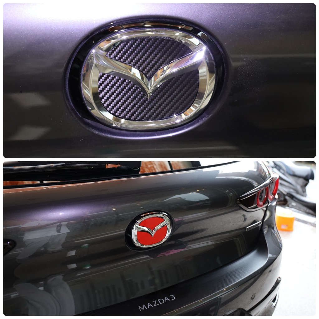 Mazda3四代專用【後車標貼膜】3M 改裝配件 貼膜貼紙 碳纖