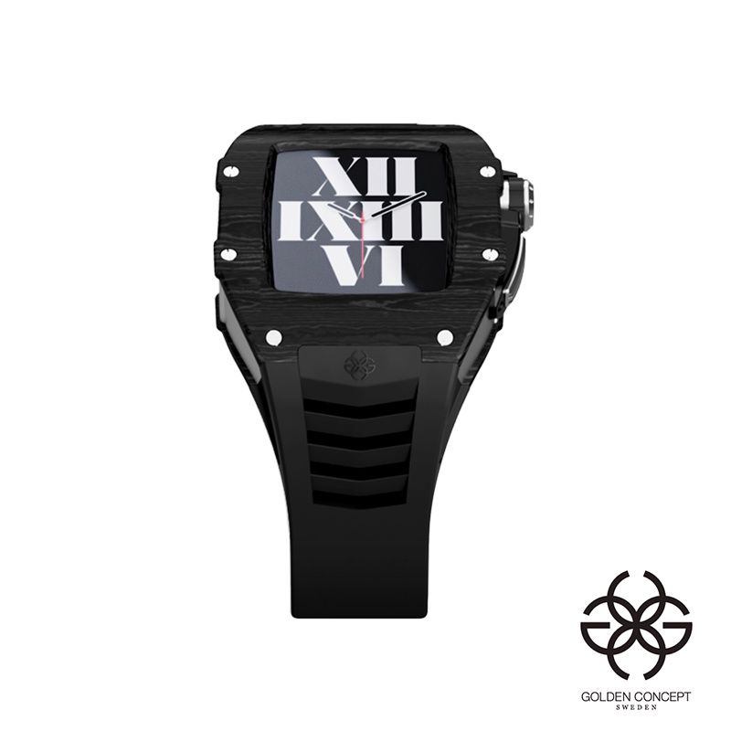 Golden Concept 錶殼 APPLE WATCH 45mm 黑色橡膠錶帶 銀色鈦錶框 RSC45-SL-BK
