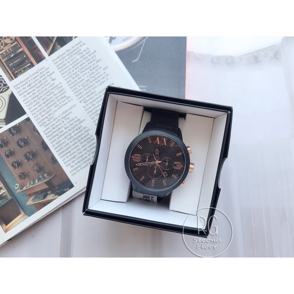 [現貨] Armani Exchange AX 男用手錶 大錶面三眼鋼錶帶 黑 AX1350 723763208918