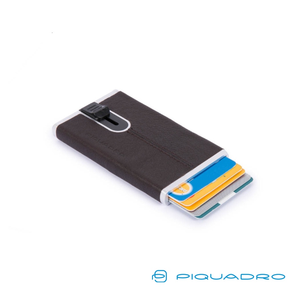 [義大利 Piquadro] 真皮信用卡片夾 5卡 Black Square系列 黑色 RFID防盜  皮亞諾官方直營店