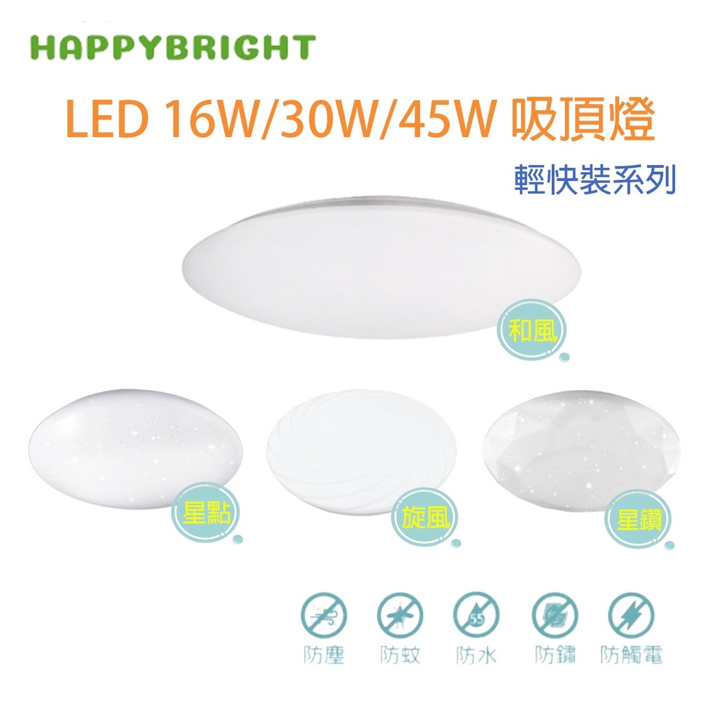 樂亮 防水認證IP55 輕快裝 Led 吸頂燈 16W 30W 45W LED 星空 星鑽 和風 旋風 防水 防塵