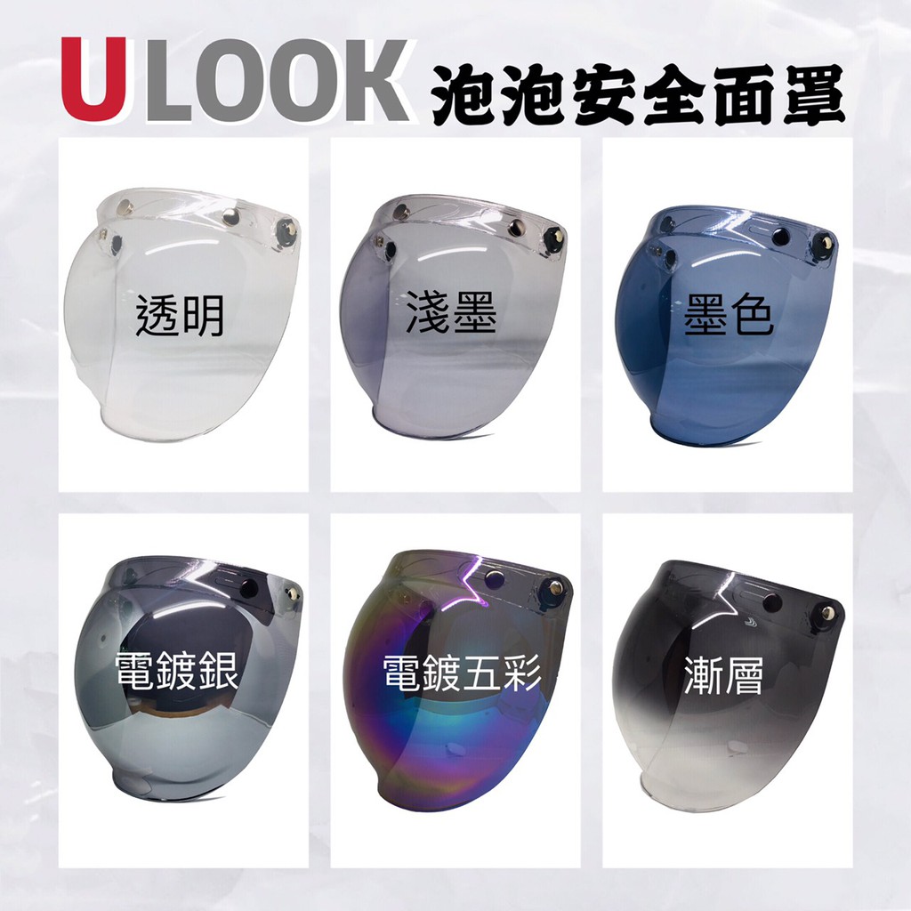 ULOOK 泡泡鏡安全面罩 三孔可上掀 安全帽鏡片