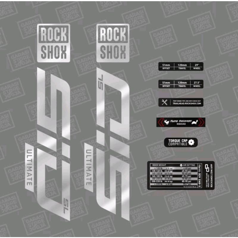 Chrome Fork Rockshox SID 終極貼紙切割貼花