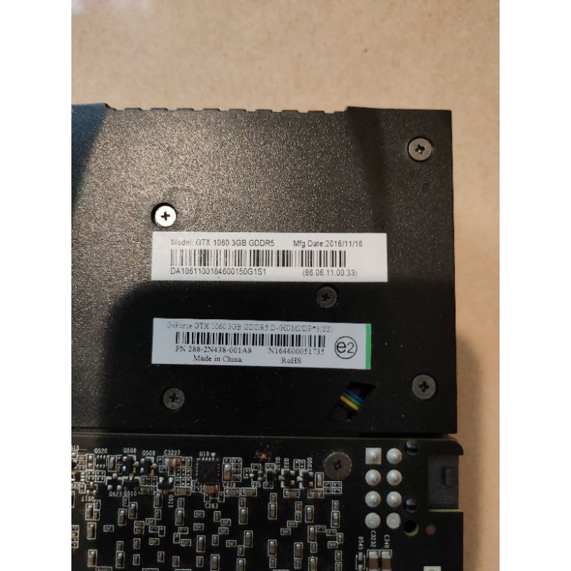 Geforce GTX 1060 3GB獨立顯示卡（故障品）
