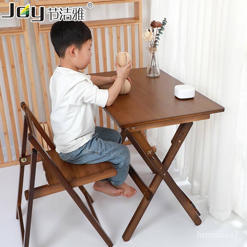 【工廠直銷】摺疊學習桌椅套裝小學生書桌簡約長方形桌子可升降家用兒童寫字桌-實木桌子-家具