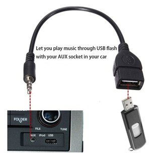 3.5MM aux車用USB音頻線 黑色3.5毫米男性音頻AUX到USB A型母OTG轉換器適配器電纜