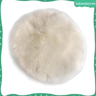 MoveClap 圓形30cm羊皮毛茸茸地毯人造墊墊毛皮柔軟蓬鬆區域地毯白色