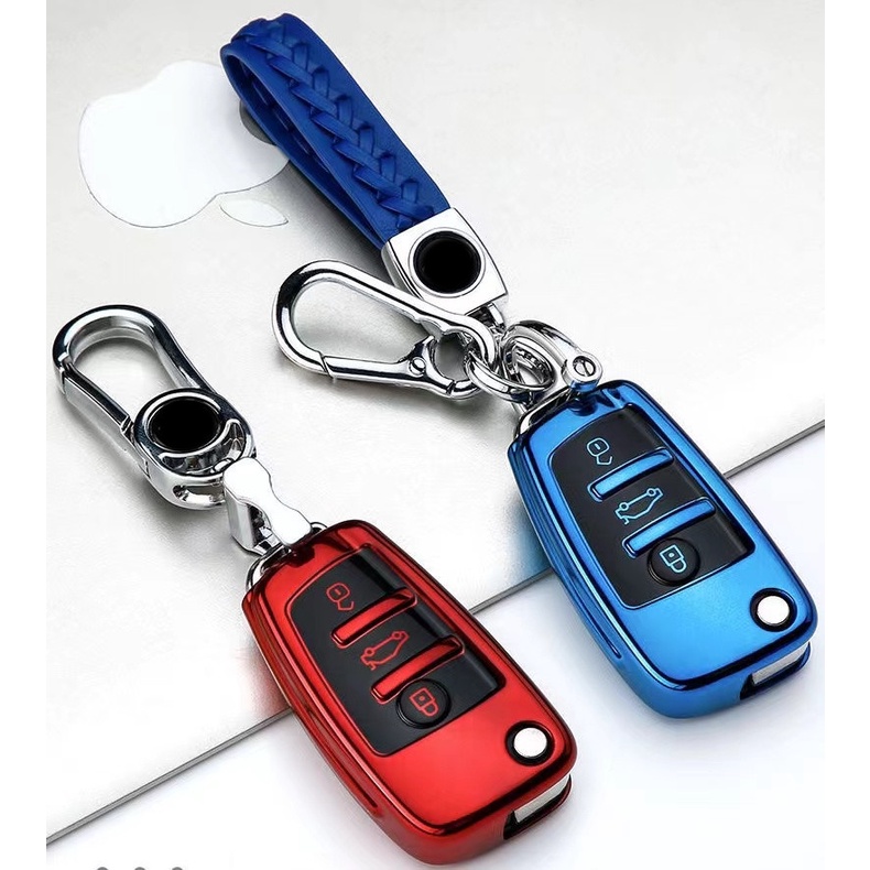 現貨熱銷 Audi鑰匙保護包 19款奧迪A3 A1 S3鑰匙包Q3 R8 TT Q7 A6L折疊汽車鑰匙套奧迪高檔鑰匙包