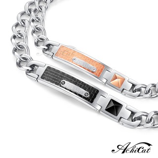 AchiCat．情侶手鍊．白鋼．甜蜜宣言．客製刻字．情人節禮物．H8015